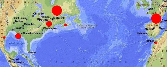 Les Gautreau dans le monde